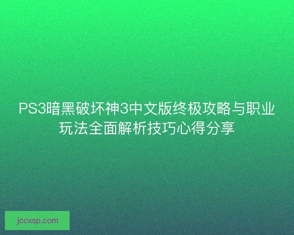 PS3暗黑破坏神3中文版终极攻略与职业玩法全面解析技巧心得分享